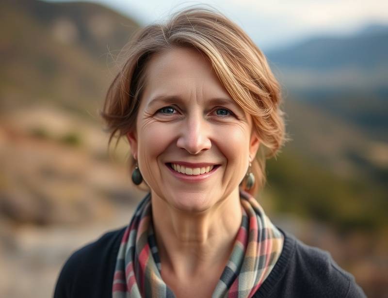Headshot of Eleanor Vance, a seasoned landscape photographer with a warm smile